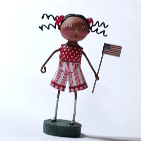 Lori Mitchell Patriotic American Dream Girl with Curls and Flag - Picture 4 of 5
